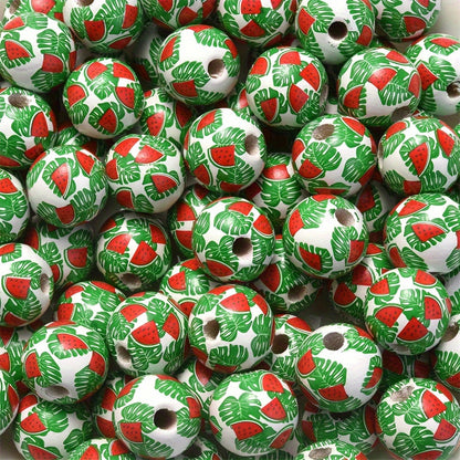 10PCS 16mm Green Round Wooden Bead Set