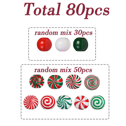 80/110-Piece Christmas Stripe Wooden Bead Set