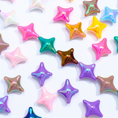 25x29mm 10pcs Mix Color Four-Point Star Acrylic Beads