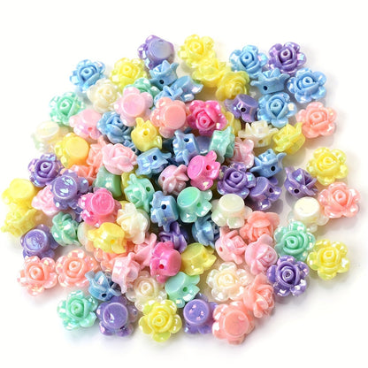 Mixed Color AB Shiny Flower Acrylic Beads