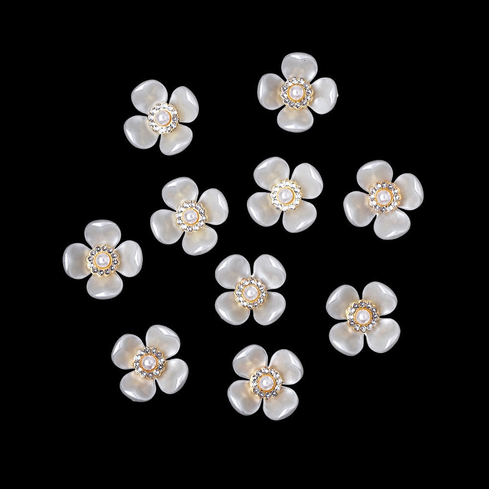 White Acrylic Petal Patch Beads