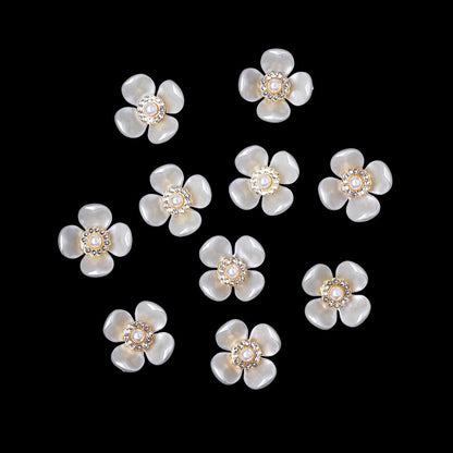 White Acrylic Petal Patch Beads