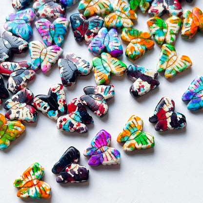 165pcs/bag Gradient Butterfly Beads Graffiti Stone Spacer Beads