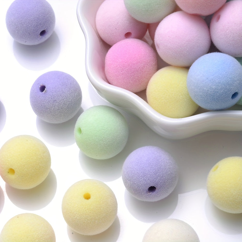 Flocking Pompom Acrylic Beads