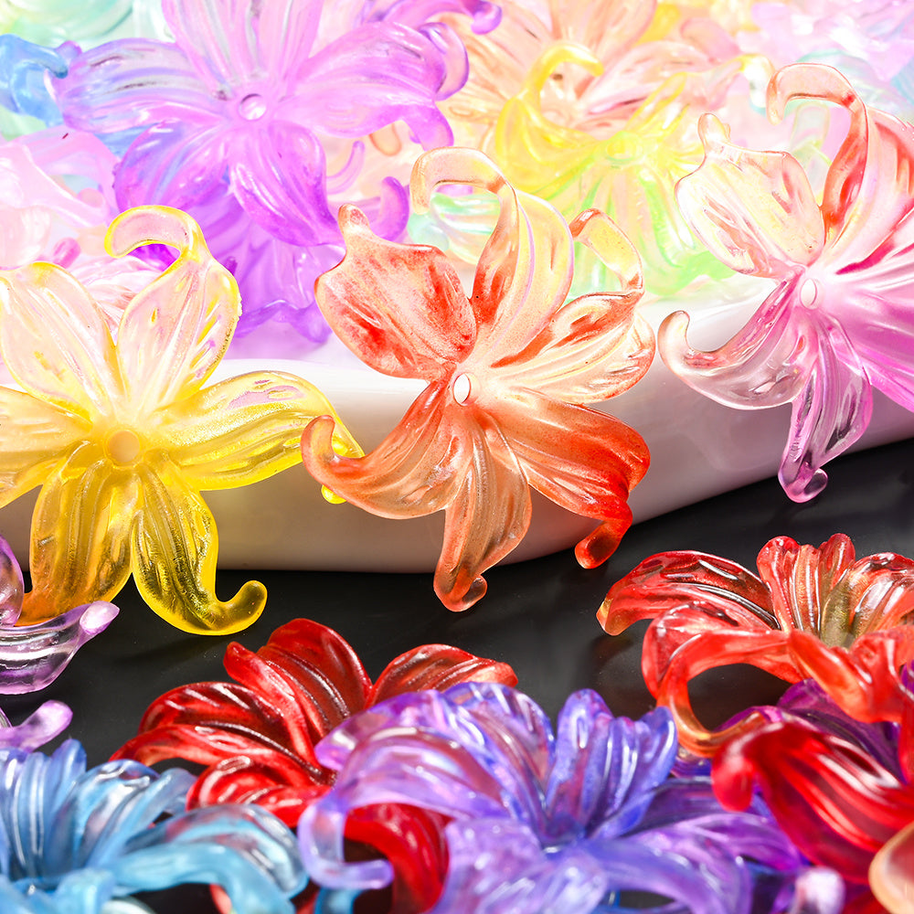 Transparent Gradient Iris Flower Beads