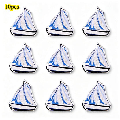Marine-Themed Wooden Beads