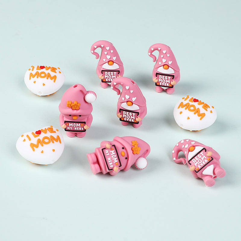 9-Piece Mother's Day Silicone Gnome Bead Set