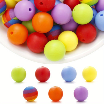 Rainbow Round Silicone Beads