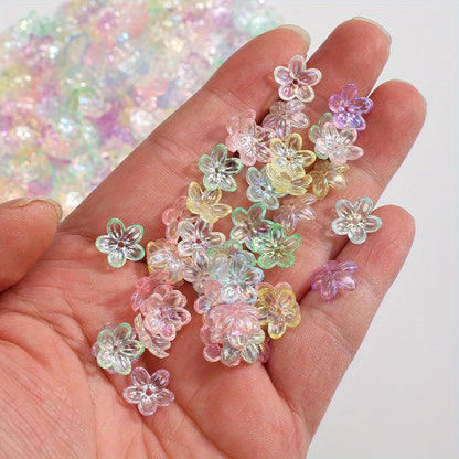 Clear Five-Petal Flower Acrylic Beads
