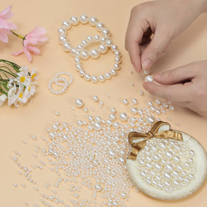 1095pcs/box White & Ivory Imitation Pearl Beads