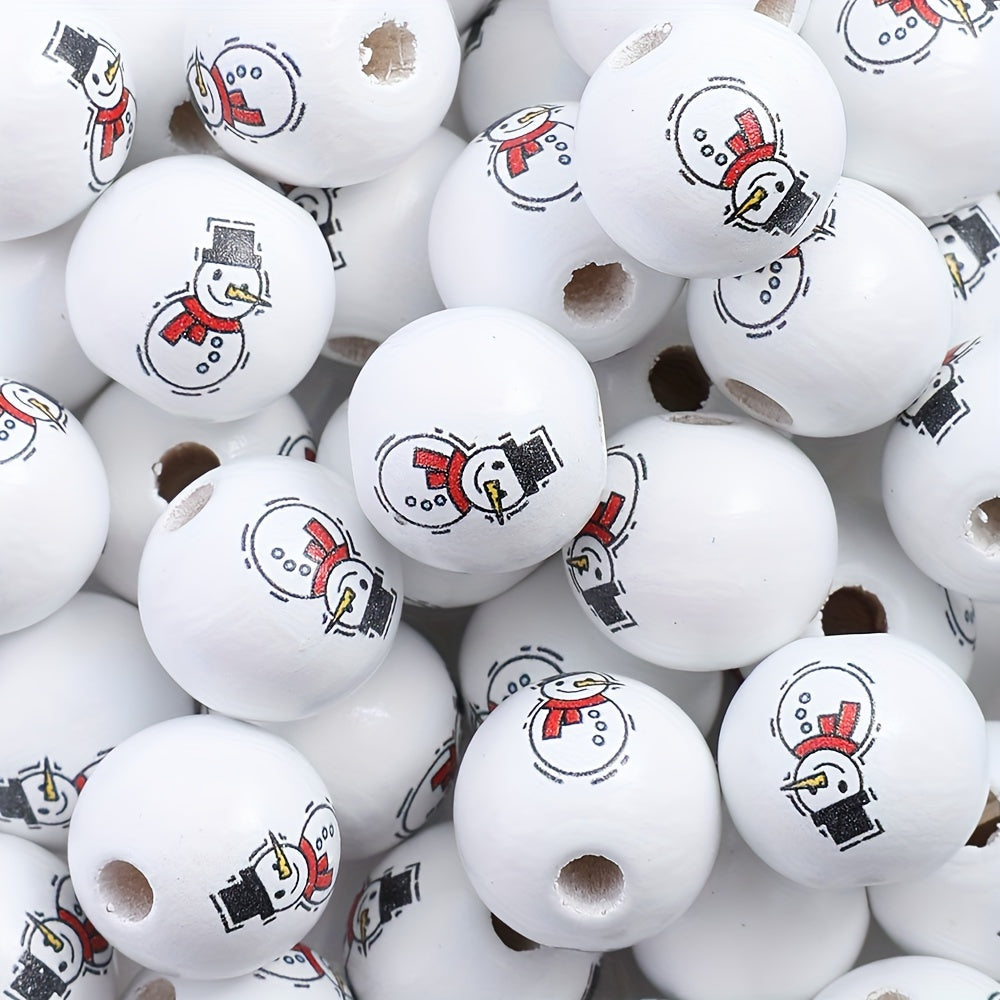 Christmas Wooden Pattern Beads