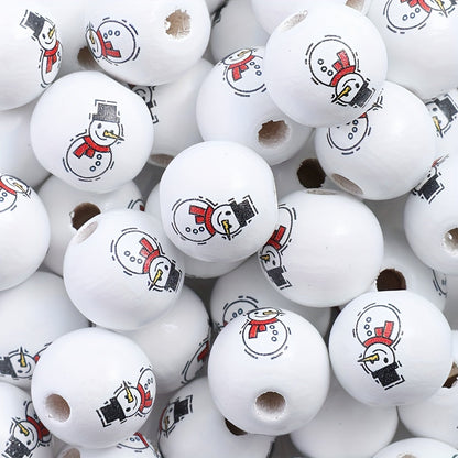 Christmas Wooden Pattern Beads