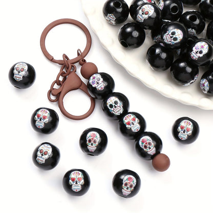 Halloween Skull Wooden Spacer Beads