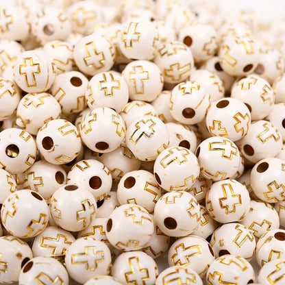 Round Cross Acrylic Beads