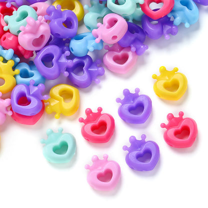 Mixed Color Crown Love Silicone Beads