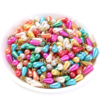 Multicolor Acrylic Imitation Pearl Waterdrop Charms