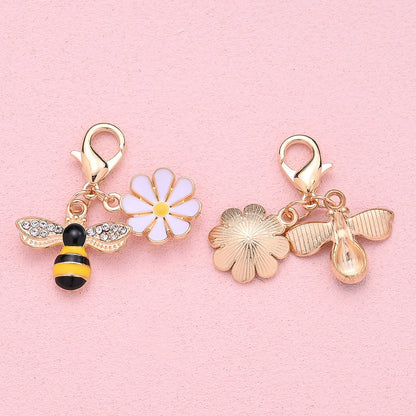 Yellow Bee and Flower Keychain with Thank You Card
