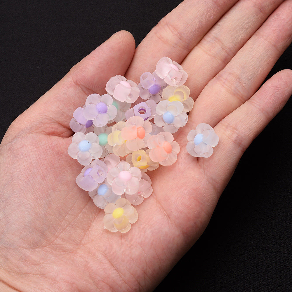 200pcs 13mm Matte Acrylic Sunflower Beads