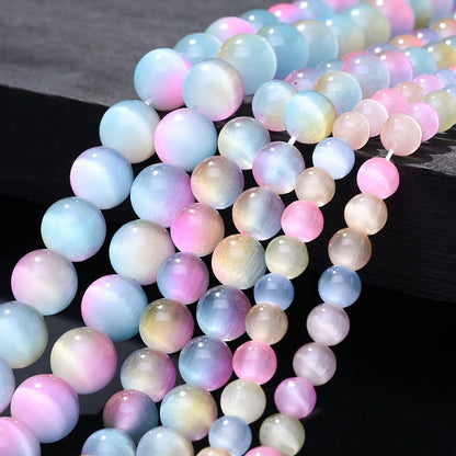 1 Strand 6/8/10mm Three Color Cat Eye Stone Beads