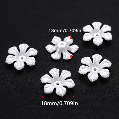 100PCS White Flower-Shaped Acrylic Bead Set