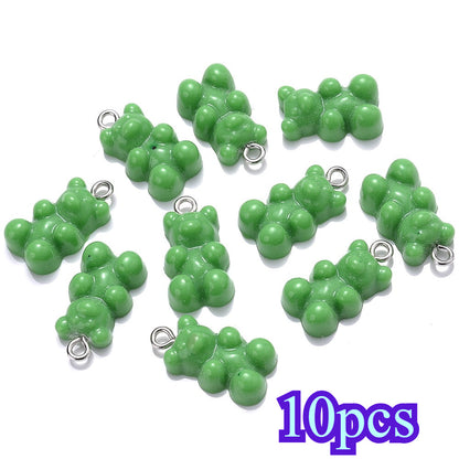 10-Piece 10x20 mm Vibrant Resin Bear Charms