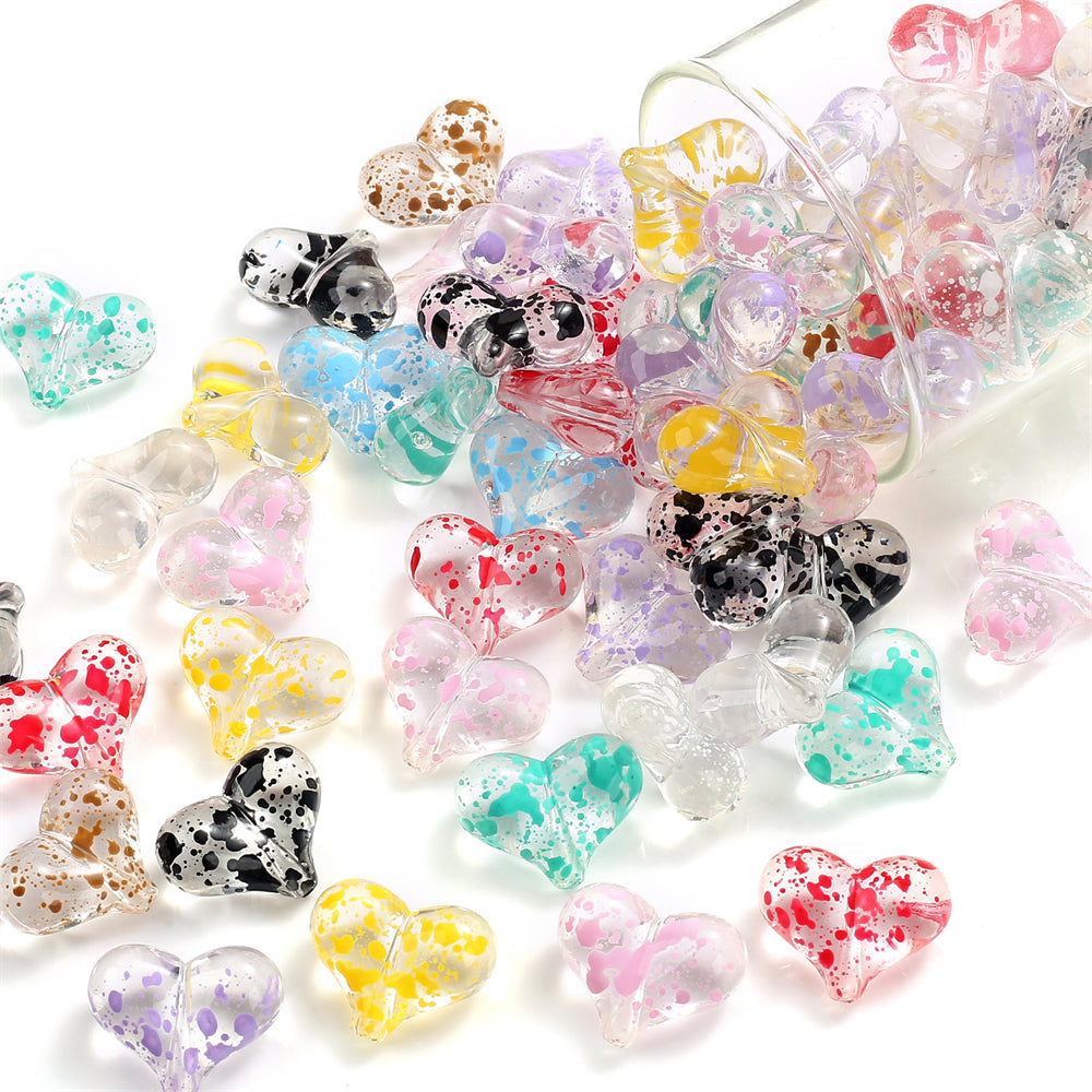 Starry Sky Heart Acrylic Beads