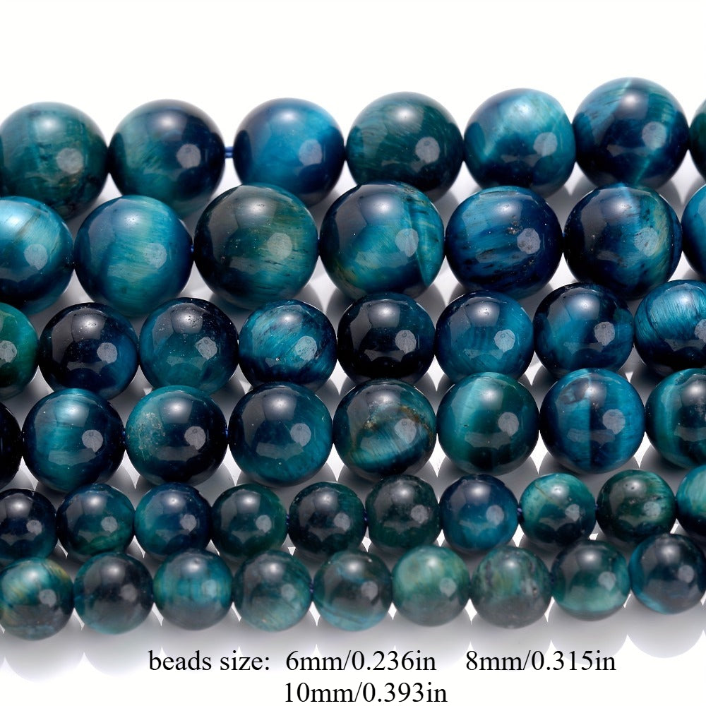 Lake Blue Natural Tiger Eye Stone Beads