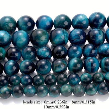 Lake Blue Natural Tiger Eye Stone Beads