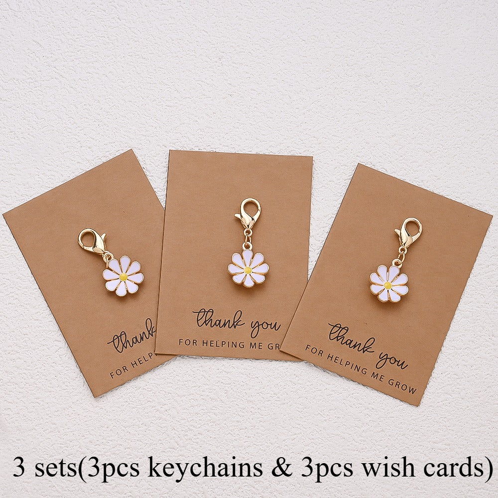 Alloy Flower Keychain Set