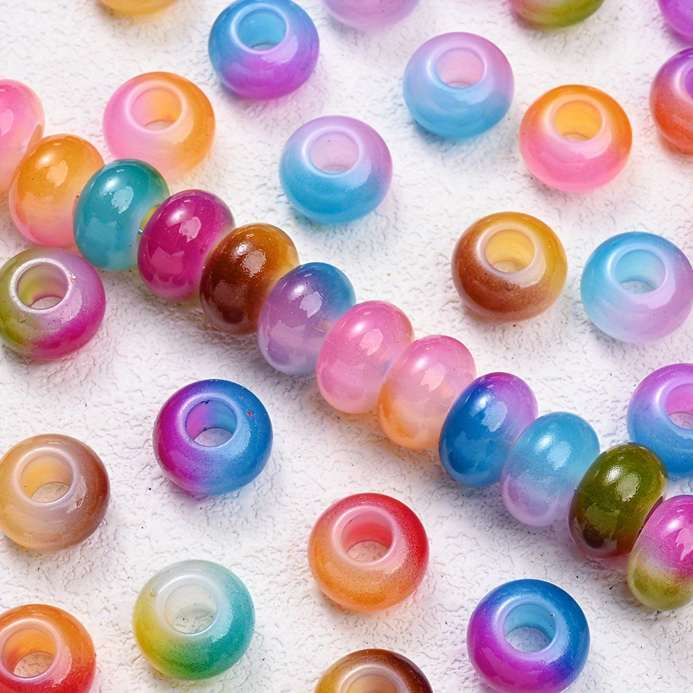 Glossy Two-Color Acrylic Large Hole Spacer Beads