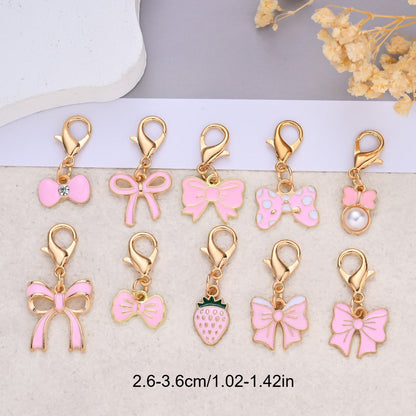 Pink Bow Enamel Pendant Charms