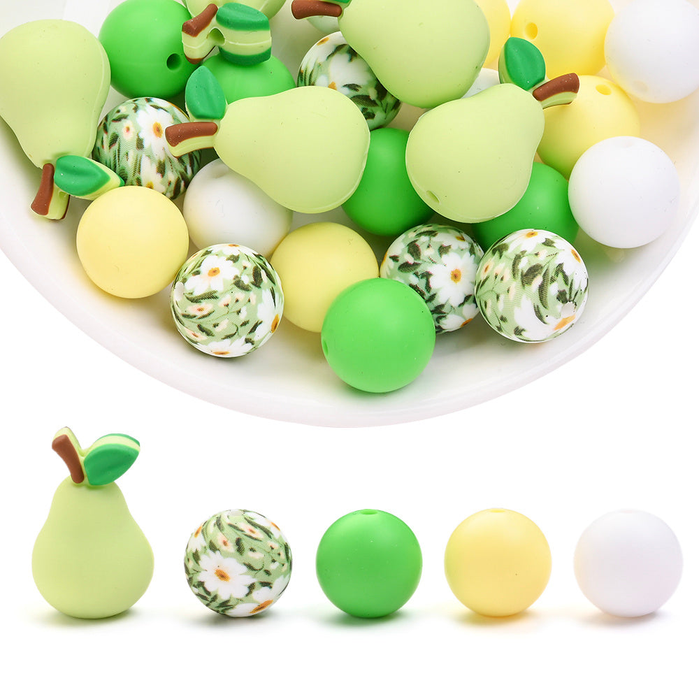 25PCS Fruit Collection Silicone Bead Set