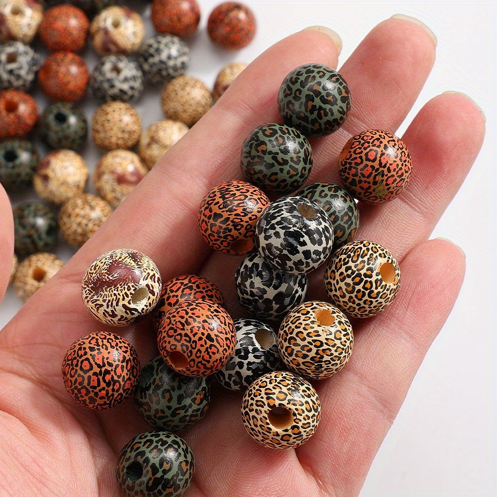 Patterned Wooden Large Hole Spacer Beads