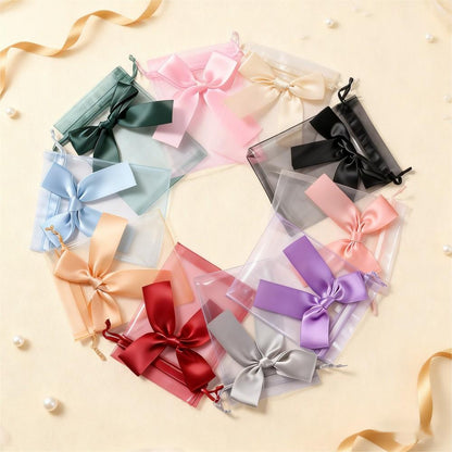 10PCS Organza Drawstring Gift Bag Set with Bowknot