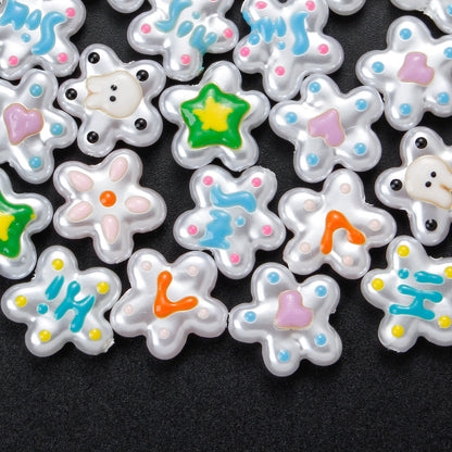 10PCS White Imitation Pearl Flower Acrylic Bead Set