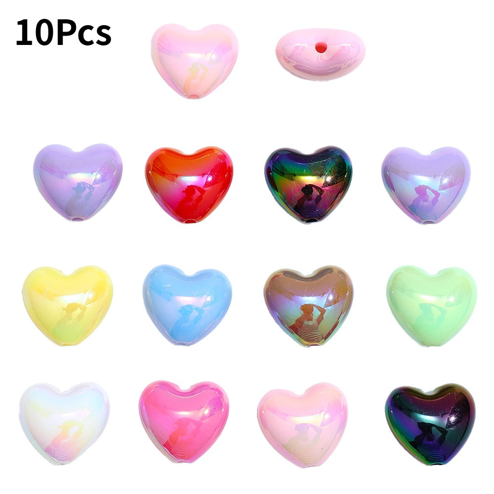 AB Mixed Color Fat Heart Acrylic Beads