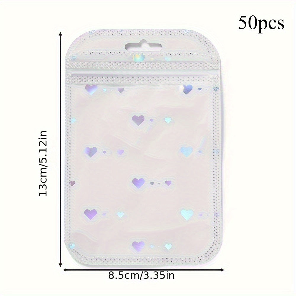 50-Piece Black & White Heart Jewelry Gift Bags
