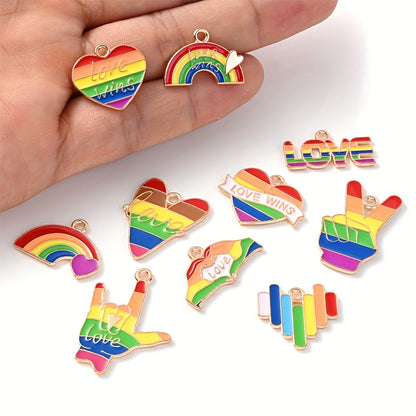 Rainbow Hand Love Alloy Pendants