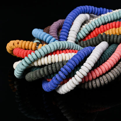 1SET 8mm Mixed Color Volcanic Stone Abacus Beads