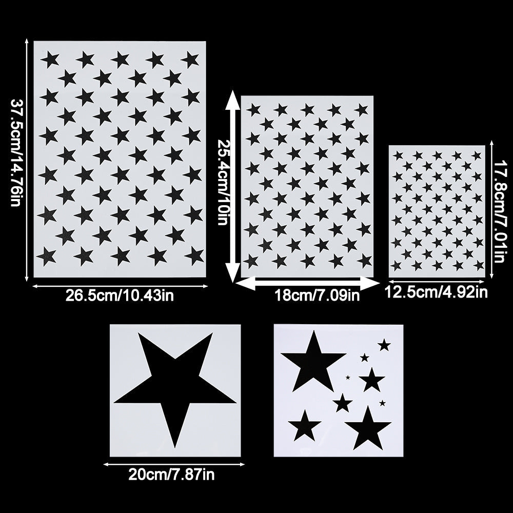 5PCS Multi-Size Star Shape Stencil Template Set