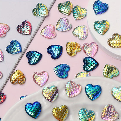 30PCS 12mm Heart-Shaped Serpentine Resin Bead Set
