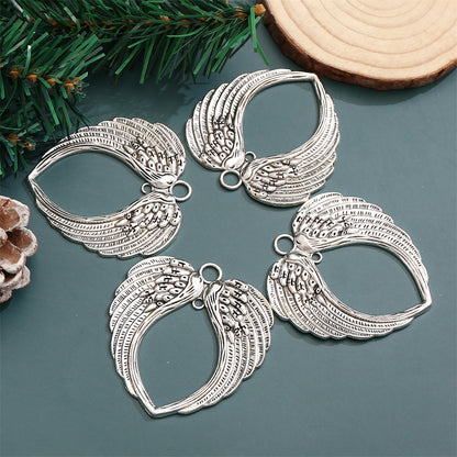 Christmas Silver-Tone Angel Wing Pendant Charms