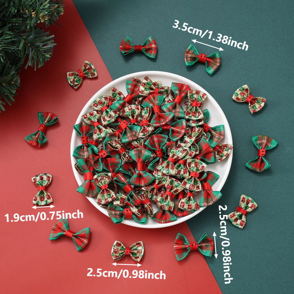 Christmas Gold Threaded Ripple Bow Embellishments