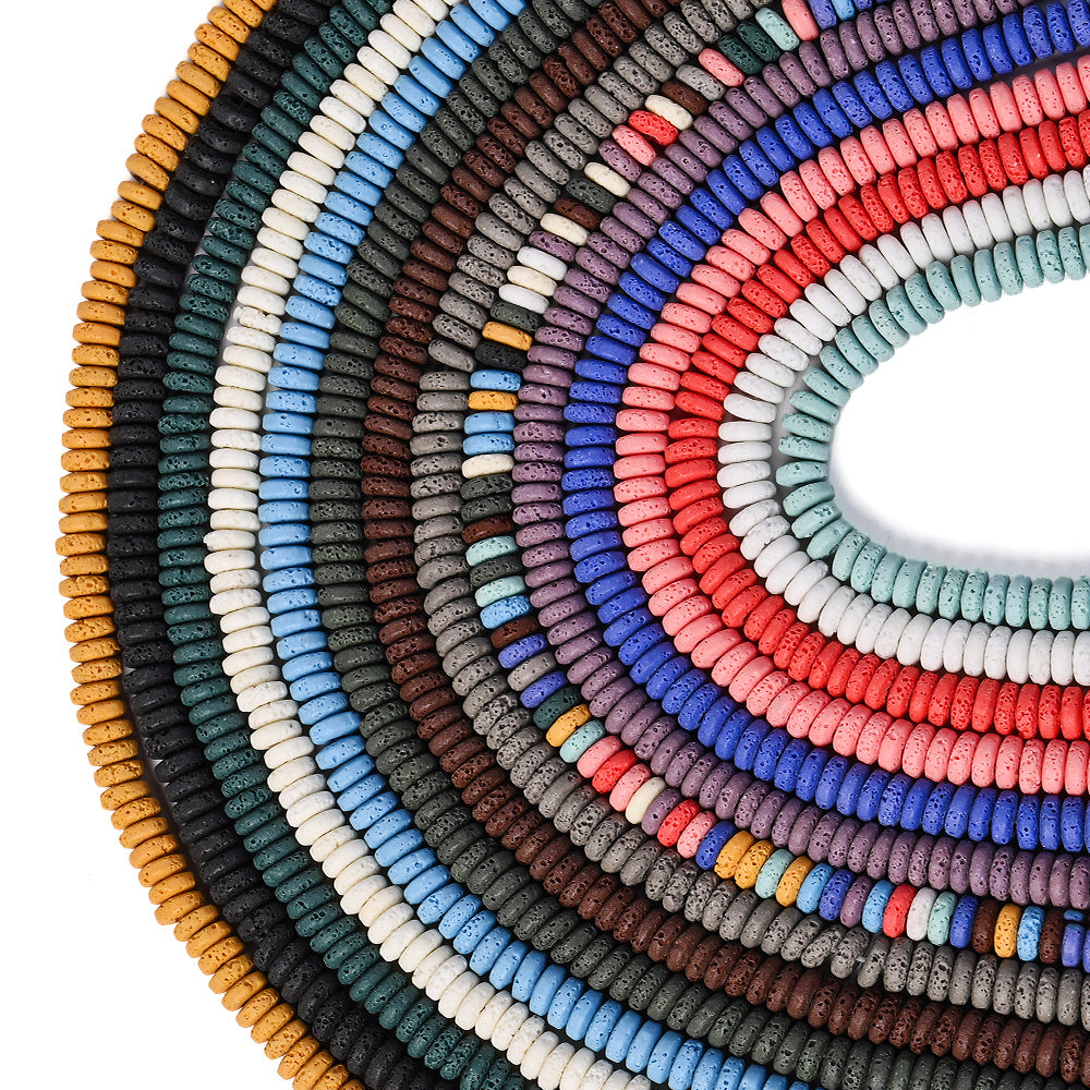 1SET 8mm Mixed Color Volcanic Stone Abacus Beads