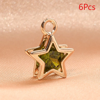 Rhinestone Star Copper Charms