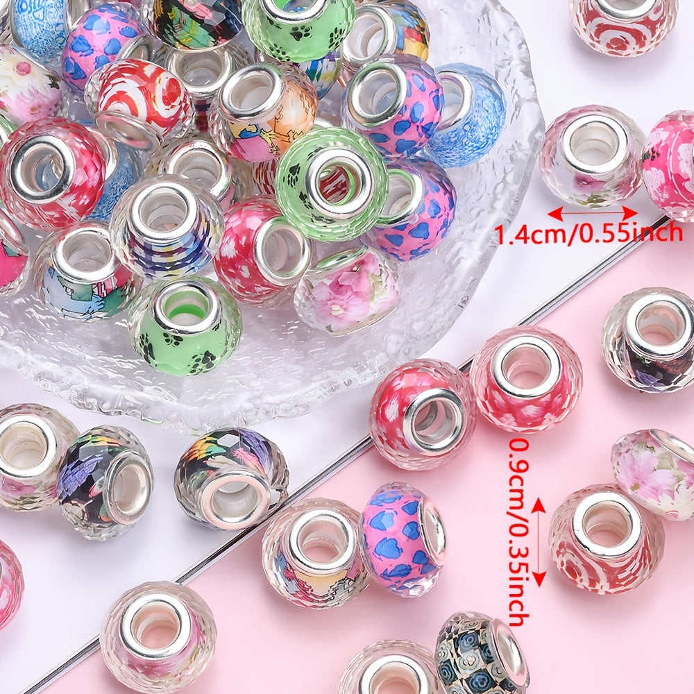 Color Printed Acrylic Large Hole Beads