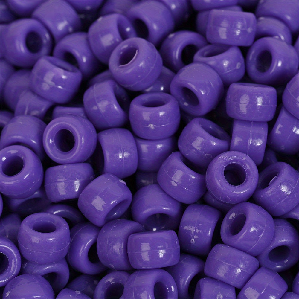100pcs Colorful Acrylic Big Hole Pony Beads- 6x9mmLarge Hole Beads