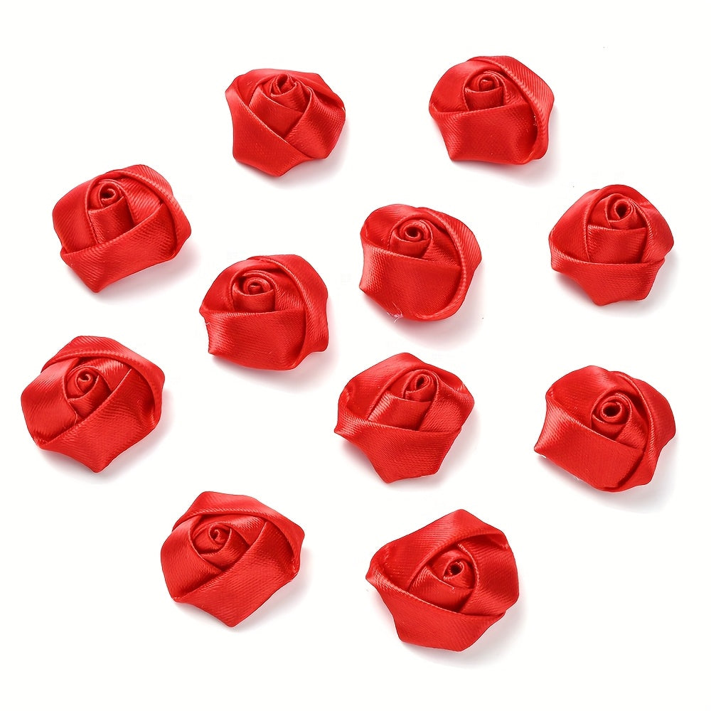 10PCS Multicolor Fabric Rose Bud Flower Embellishment Set