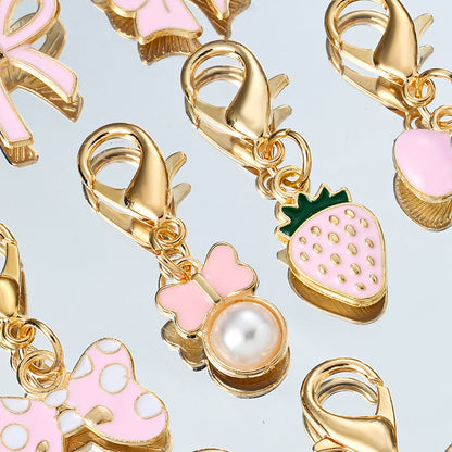Pink Bow Enamel Pendant Charms