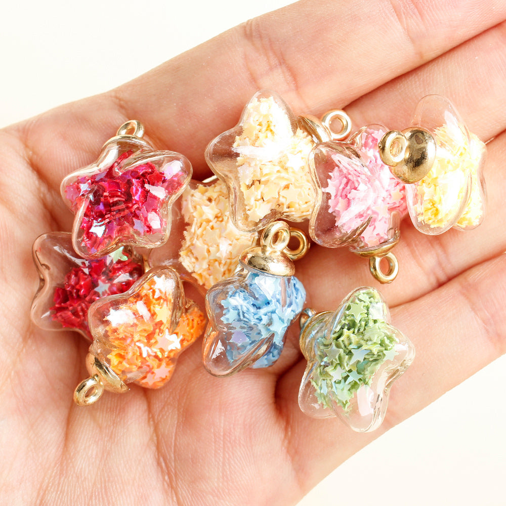 Sparkling Star Glass Pendant Charms